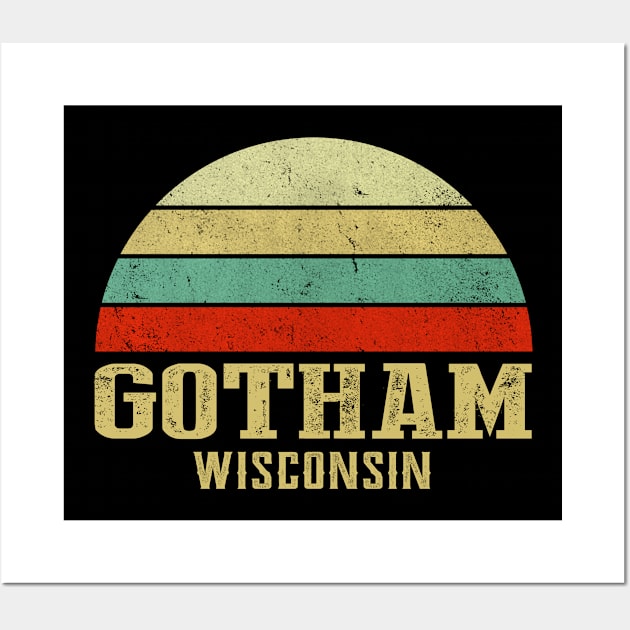 Gotham Wisconsin Vintage Retro Sunset Wall Art by Curry G